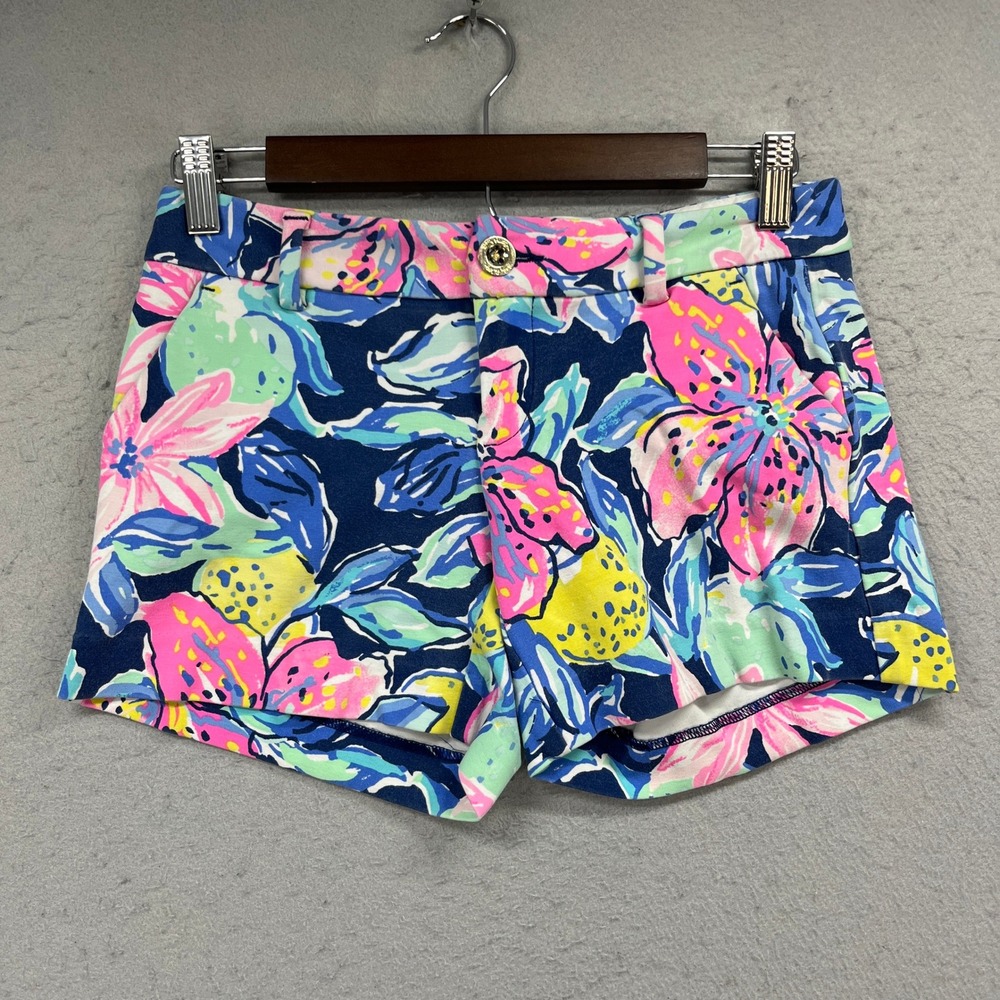 Lilly Pulitzer Shorts Womens 00 Callahan Stretch Floral Tropical Beachy Preppy